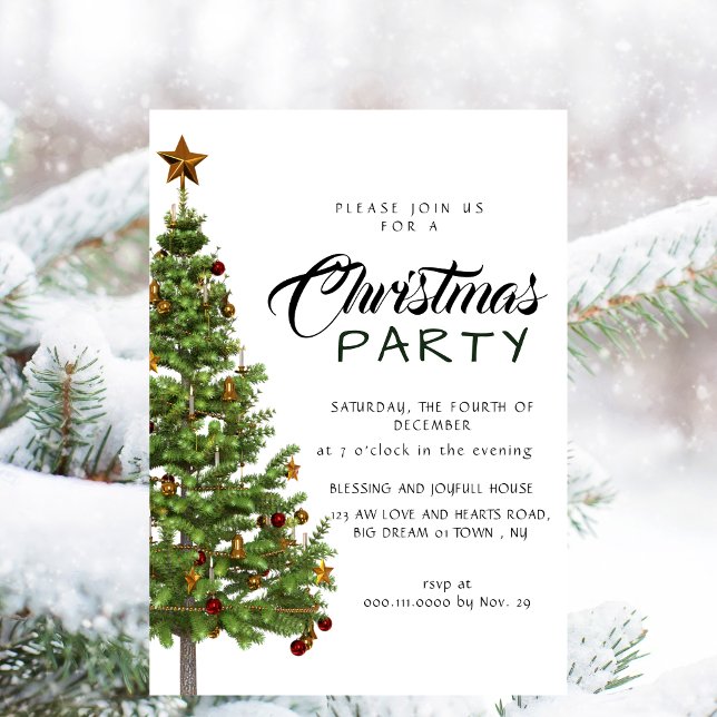 Elegant Modern Minimalist Christmas Party Invitation (Creator Uploaded)