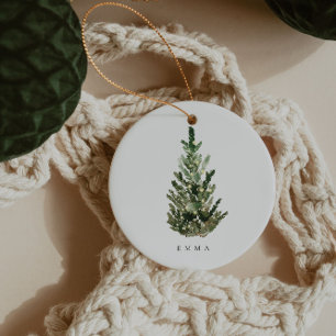 Elegant Modern Minimalist Christmas Tree Name Ceramic Tree Decoration
