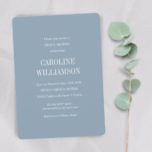 Elegant Modern Minimalist Dusty Blue Bridal Shower Invitation