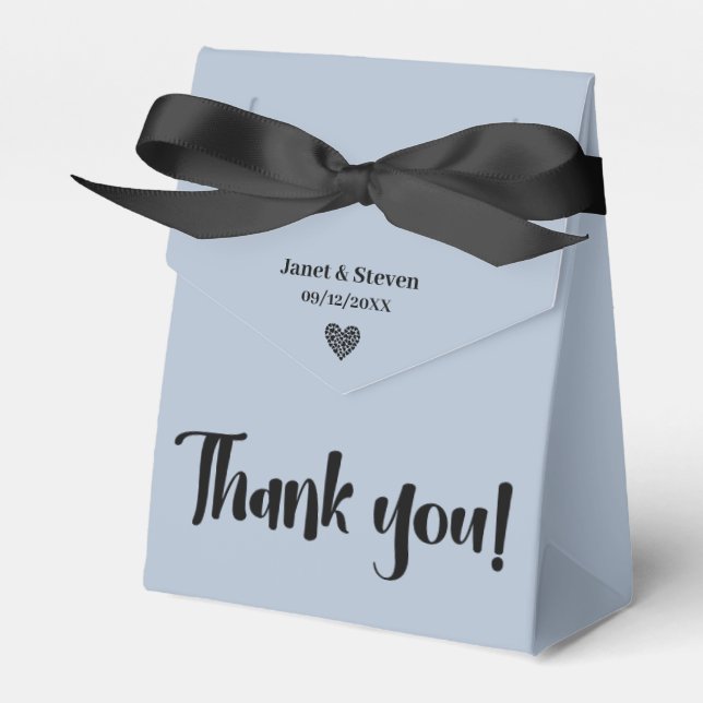 Elegant Modern Minimalist Dusty Blue favour box (Front Side)