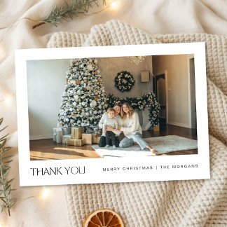 Elegant Modern Minimalist Family Photo Christmas Thank You Card