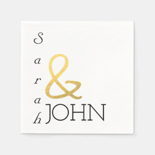 elegant modern minimalist faux gold wedding napkin