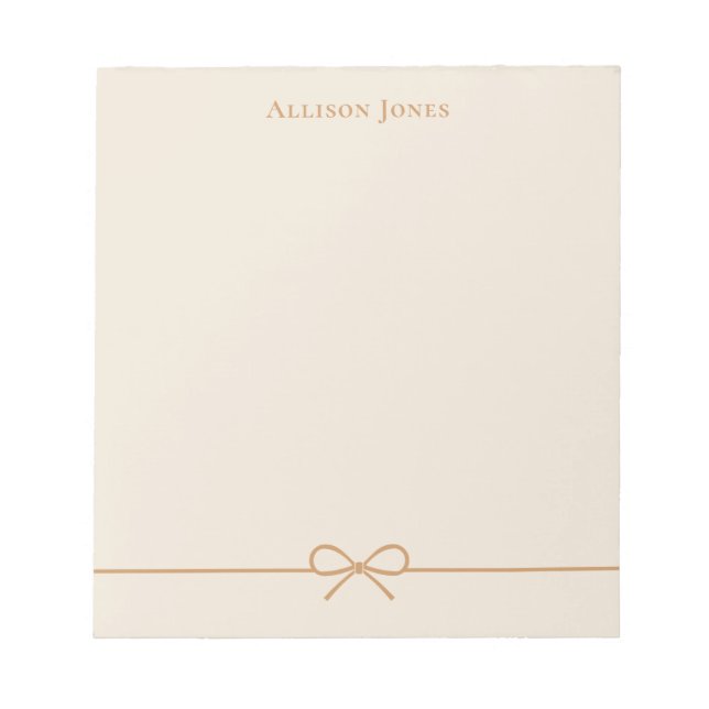 Elegant Modern Minimalist Girly Simple Cute Bow Notepad (Front)