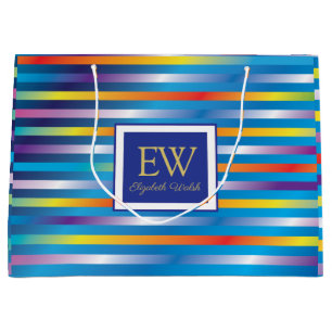 Elegant Modern Minimalist Gradient Lines Design Large Gift Bag