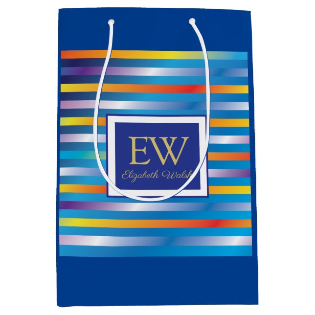 Elegant Modern Minimalist Gradient Lines Design Medium Gift Bag (Front)