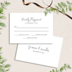 Elegant Modern Minimalist Handwriting Font Wedding RSVP Card
