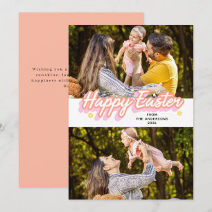 Elegant Modern Minimalist Happy Easter 2 Photo Holiday Card