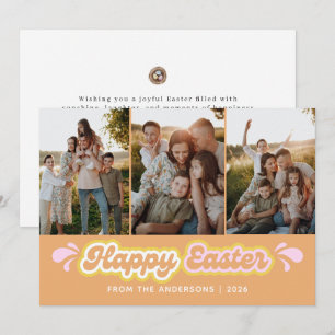 Elegant Modern Minimalist Happy Easter 3 Photo Holiday Card