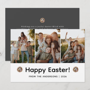 Elegant Modern Minimalist Happy Easter 3 Photo Holiday Card