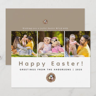 Elegant Modern Minimalist Happy Easter 3 Photo Holiday Card