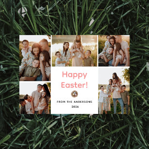Elegant Modern Minimalist Happy Easter 5 Photo Holiday Card