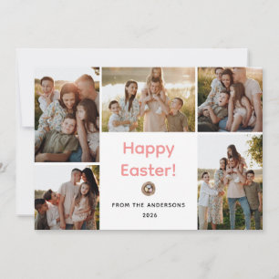 Elegant Modern Minimalist Happy Easter 5 Photo Holiday Card