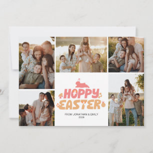 Elegant Modern Minimalist Happy Easter 5 Photo Holiday Card