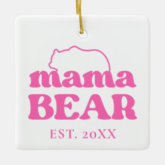 Elegant Modern Minimalist Mama Bear Stylish Ceramic Ornament