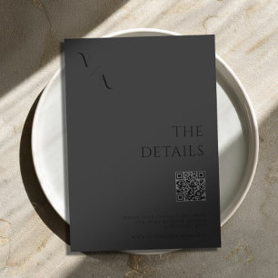 Elegant Modern Minimalist Matte Black Wedding Enclosure Card