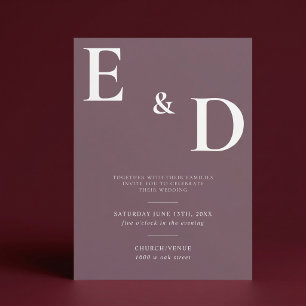 Elegant Modern Minimalist Mauve Wedding Invitation