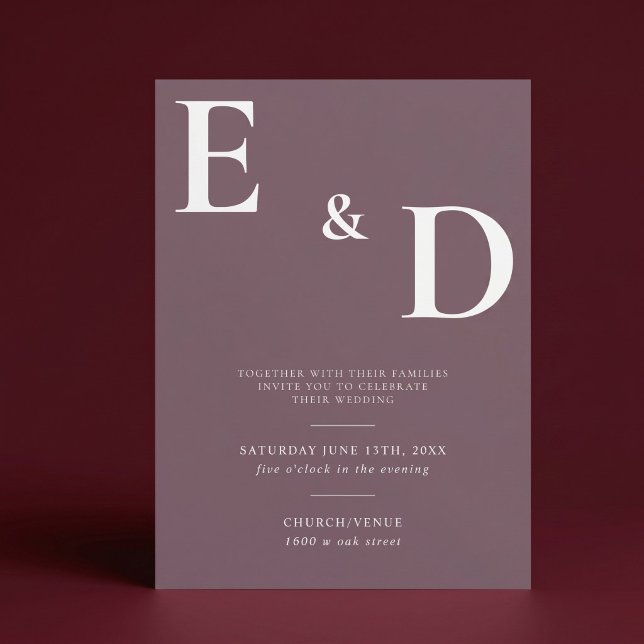 Elegant Modern Minimalist Mauve Wedding Invitation (Creator Uploaded)