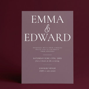 Elegant Modern Minimalist Mauve Wedding Invitation