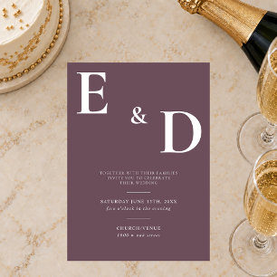 Elegant Modern Minimalist Mauve Wedding Invitation