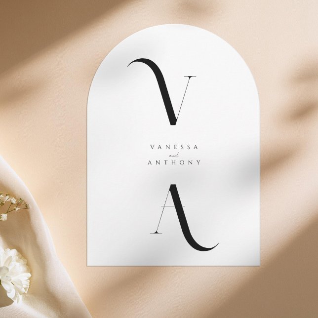 Elegant Modern Minimalist Monogram Arch Wedding Invitation (Creator Uploaded)