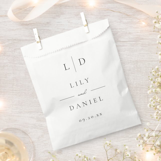 Elegant Modern Minimalist Monogram Wedding  Favour Bags (Clipped)