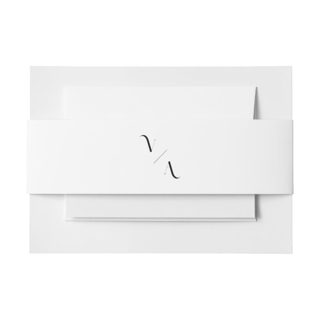 Elegant Modern Minimalist Monogram Wedding Invitation Belly Band (Front Example)
