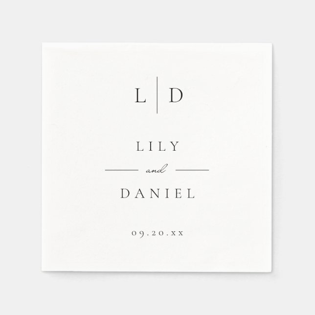 Elegant Modern Minimalist Monogram Wedding  Napkin (Front)