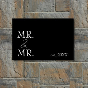 Elegant Modern Minimalist "Mr. & Mr." LGBT Black Doormat