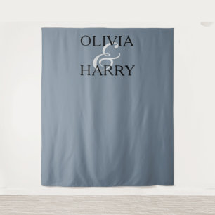 Elegant Modern Minimalist Names Wedding Backdrop  Tapestry