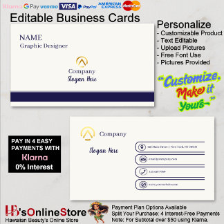 Elegant Modern Minimalist Navy Blue Cream Pearl Business Card