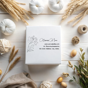 Elegant Modern Minimalist Outline Flower Butterfly Rubber Stamp