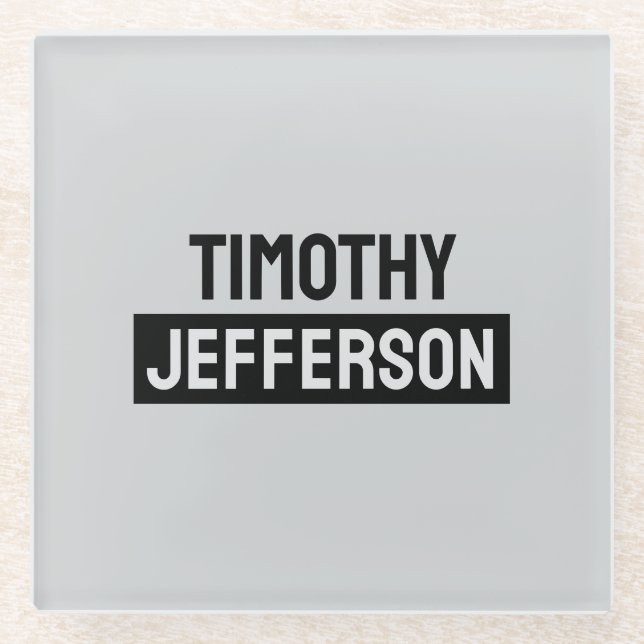 Elegant Modern Minimalist Own Name Glass Coaster (Front)