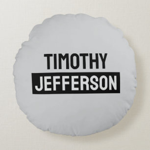 Elegant Modern Minimalist Own Name Round Cushion