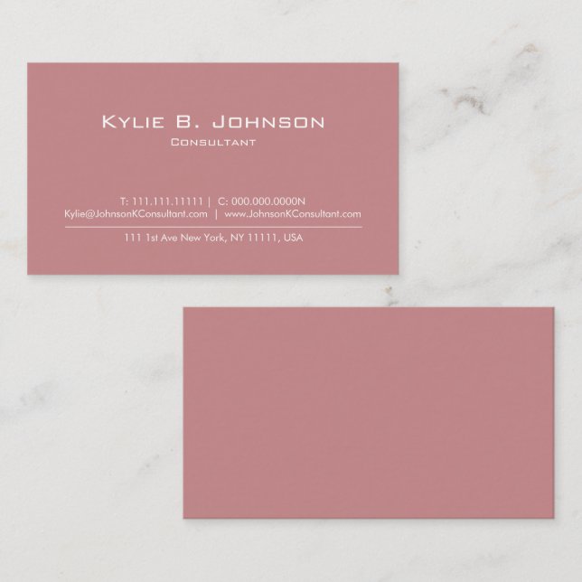 Elegant Modern Minimalist Personalised Business Card (Front/Back)