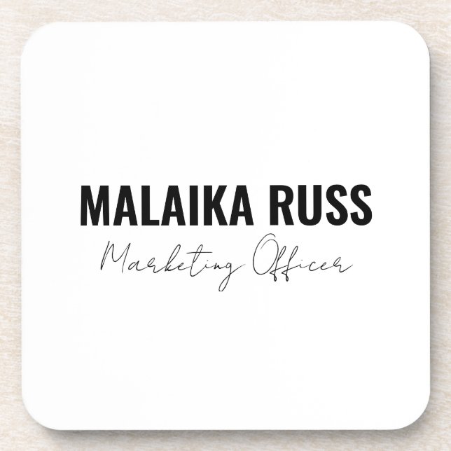 Elegant Modern Minimalist Personalized Name Design Coaster (Front)
