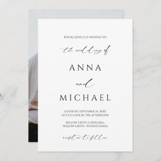 Elegant Modern Minimalist Photo Wedding Invitation