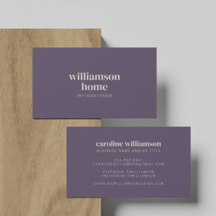 Elegant Modern Minimalist Professional Purple  Business Card