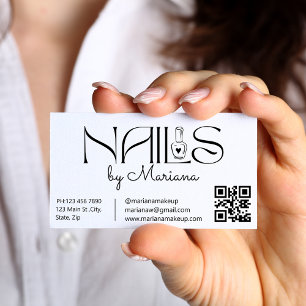 elegant modern minimalist qr code nails artist business card