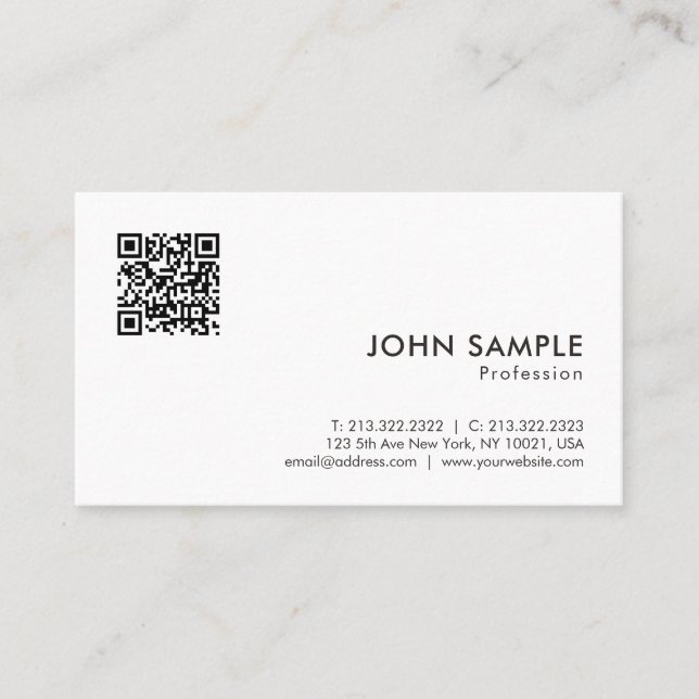 Elegant Modern Minimalist QR Code Template Matte Business Card (Front)