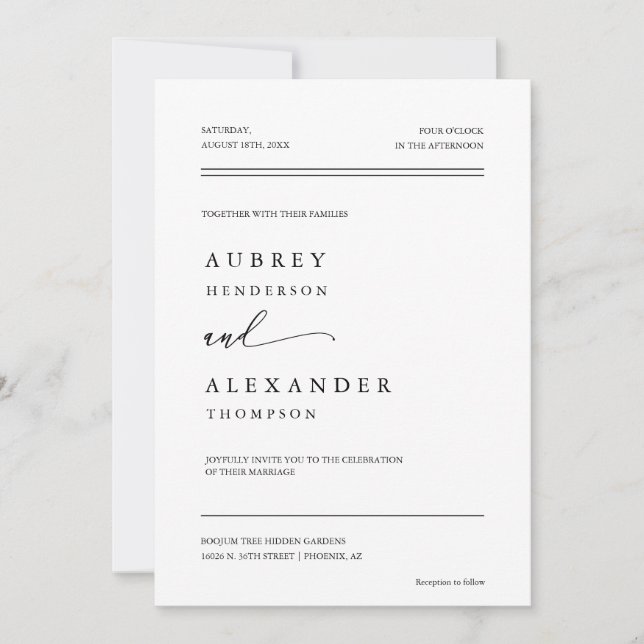 Elegant Modern Minimalist QR Code Wedding Photo Invitation (Front)
