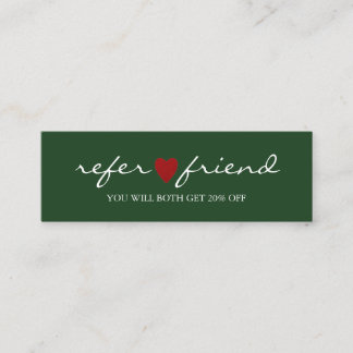 Elegant Modern Minimalist Red Heart Referral Card