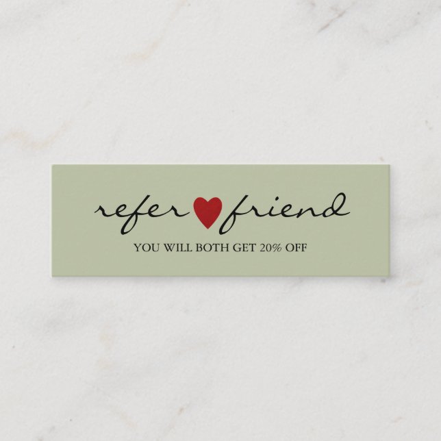 Elegant Modern Minimalist Red Heart Referral Card (Front)