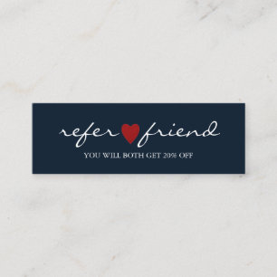 Elegant Modern Minimalist Red Heart Referral Card