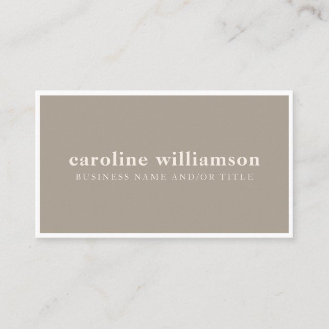 Elegant Modern Minimalist Rustic Taupe Simple Business Card (Front)