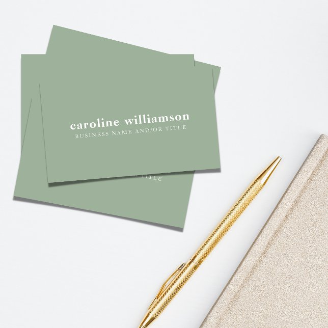 Elegant Modern Minimalist Sage Green QR Code Business Card (Creator Uploaded)