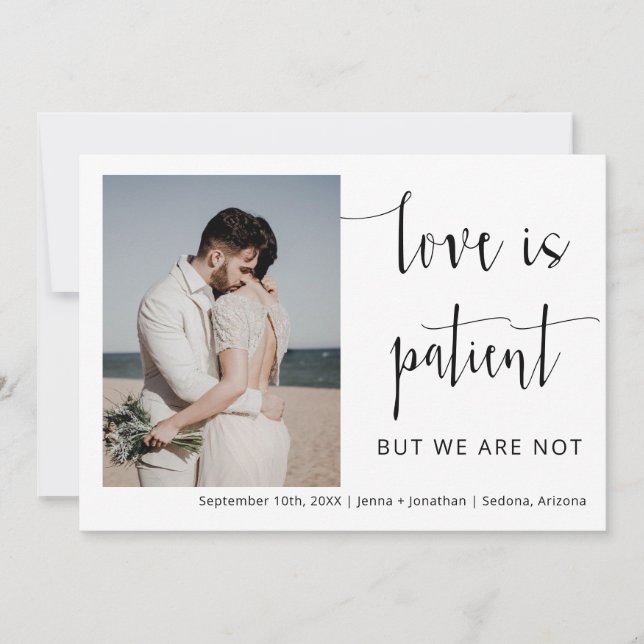 Elegant Modern Minimalist Script Photo Elopement Invitation (Front)