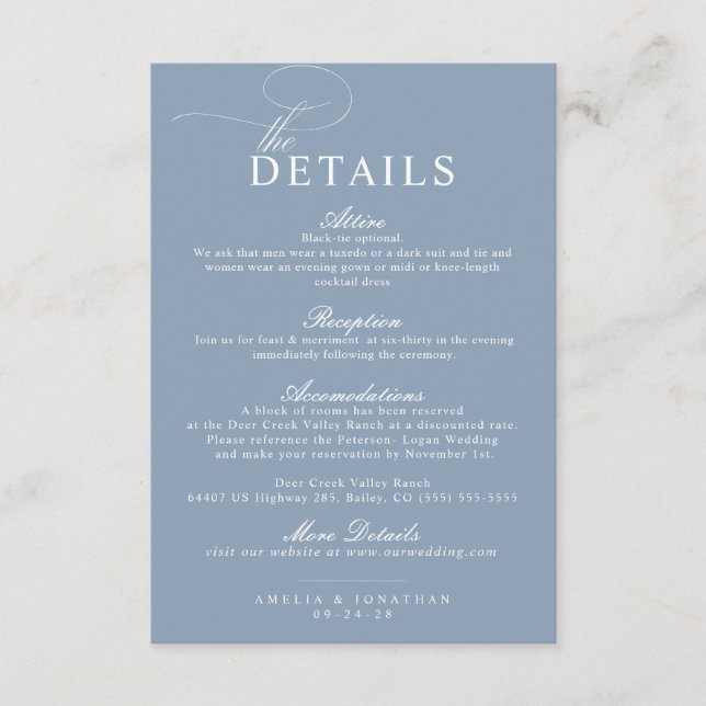 Elegant Modern Minimalist Script Wedding Details E Enclosure Card (Front)