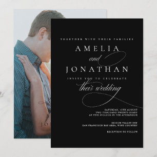 Elegant Modern Minimalist Script Wedding Invitatio Invitation