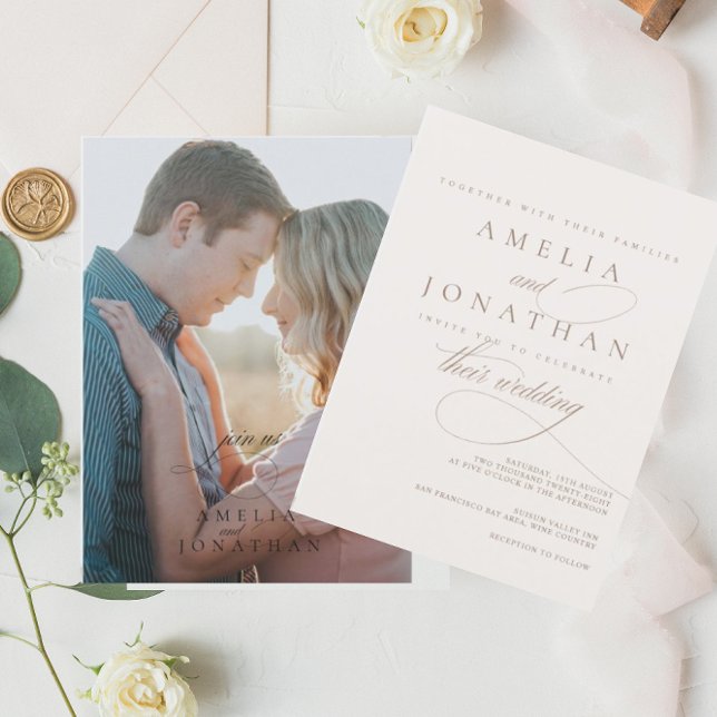 Elegant Modern Minimalist Script Wedding Invitatio Invitation (Creator Uploaded)