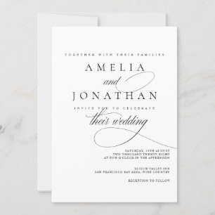 Elegant Modern Minimalist Script Wedding Invitatio Invitation